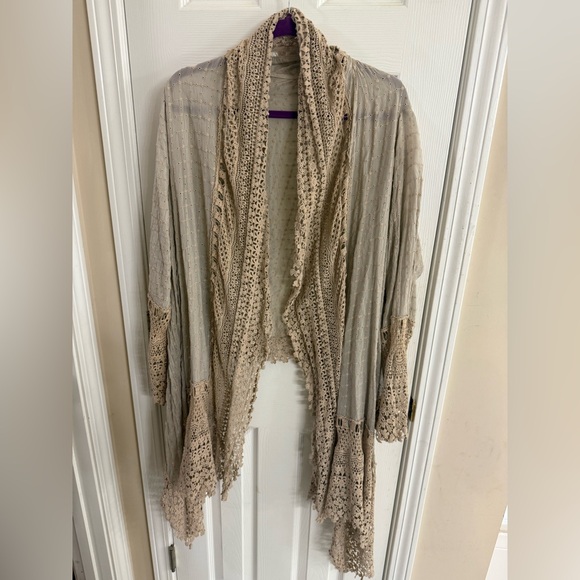 Johnny Was Dusty Pink Crochet Cardigan - Picture 1 of 3